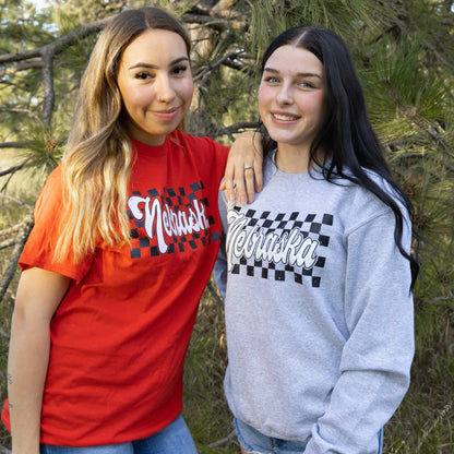 Nebraska Checkered Crewneck