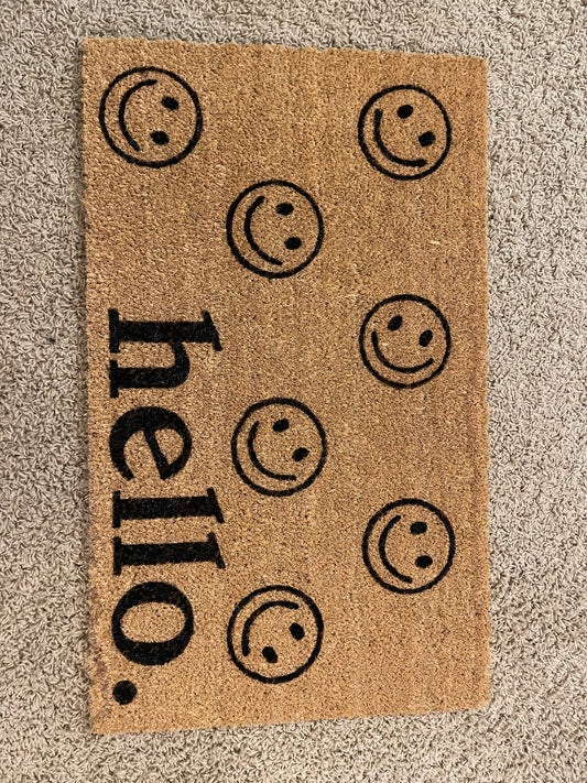 Hello Smiley Face Doormat